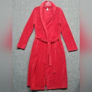 Women's Red Plush Bathrobe Vintage Simply Basic Size M